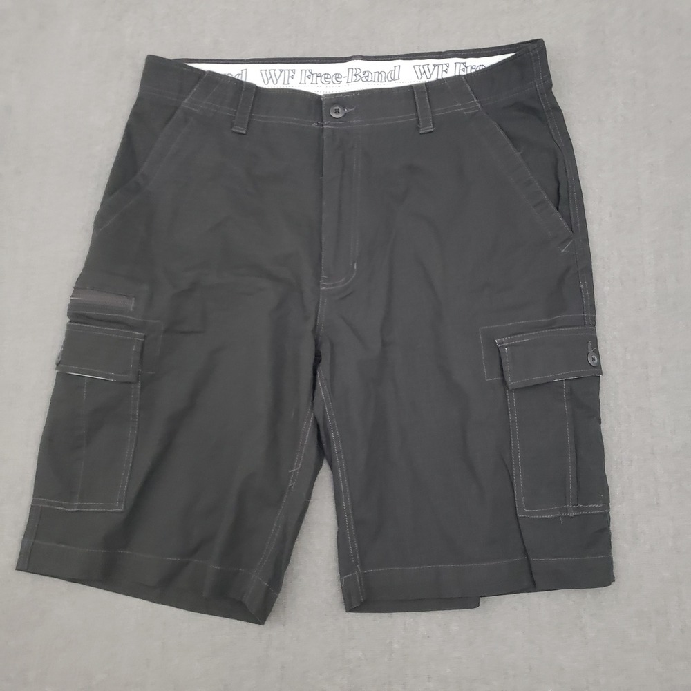 WearFirst Cargo Shorts Mens 38 Black Ripstop Free-Band Utility Outdoor Casual